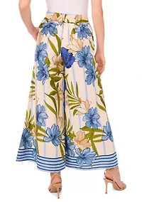 Petite Printed Wide Leg Pull On Pants