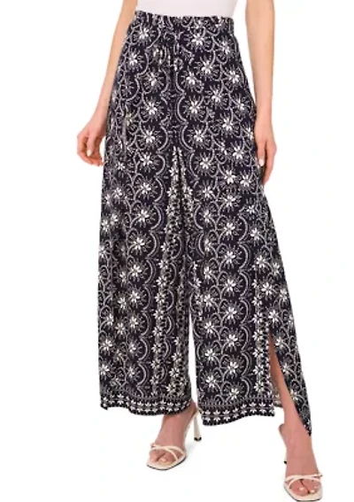 Petite High Rise Printed Wide Leg Trousers