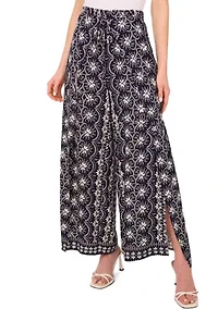 Petite High Rise Printed Wide Leg Trousers