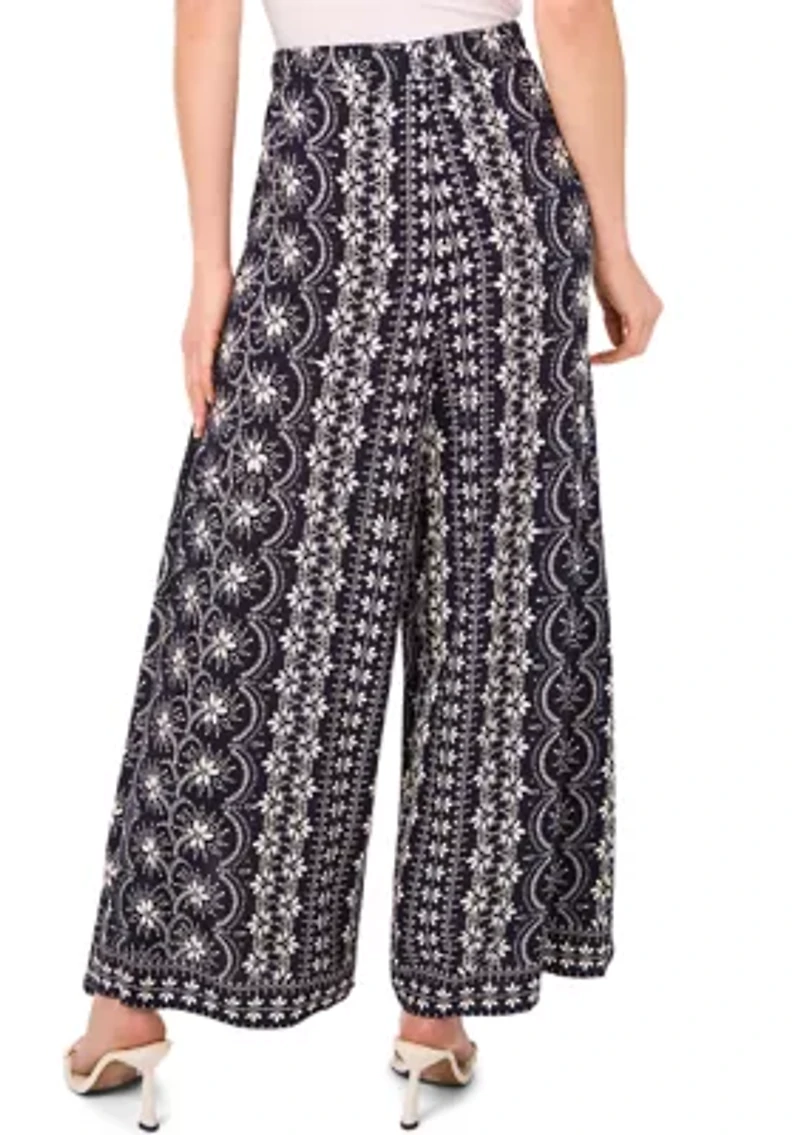 Petite High Rise Printed Wide Leg Trousers