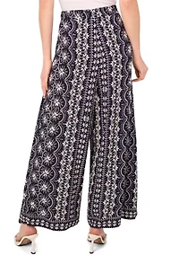 Petite High Rise Printed Wide Leg Trousers