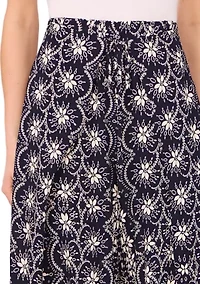 Petite High Rise Printed Wide Leg Trousers