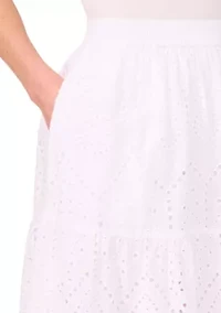 Petite Tiered Circle Eyelet Midi Skirt