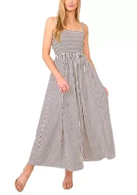 Petite Smocked Tie Strap Maxi Dress