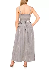 Petite Smocked Tie Strap Maxi Dress