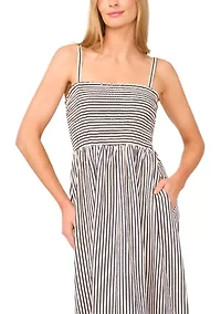Petite Smocked Tie Strap Maxi Dress