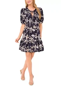 Petite Printed Puff Sleeve Dress