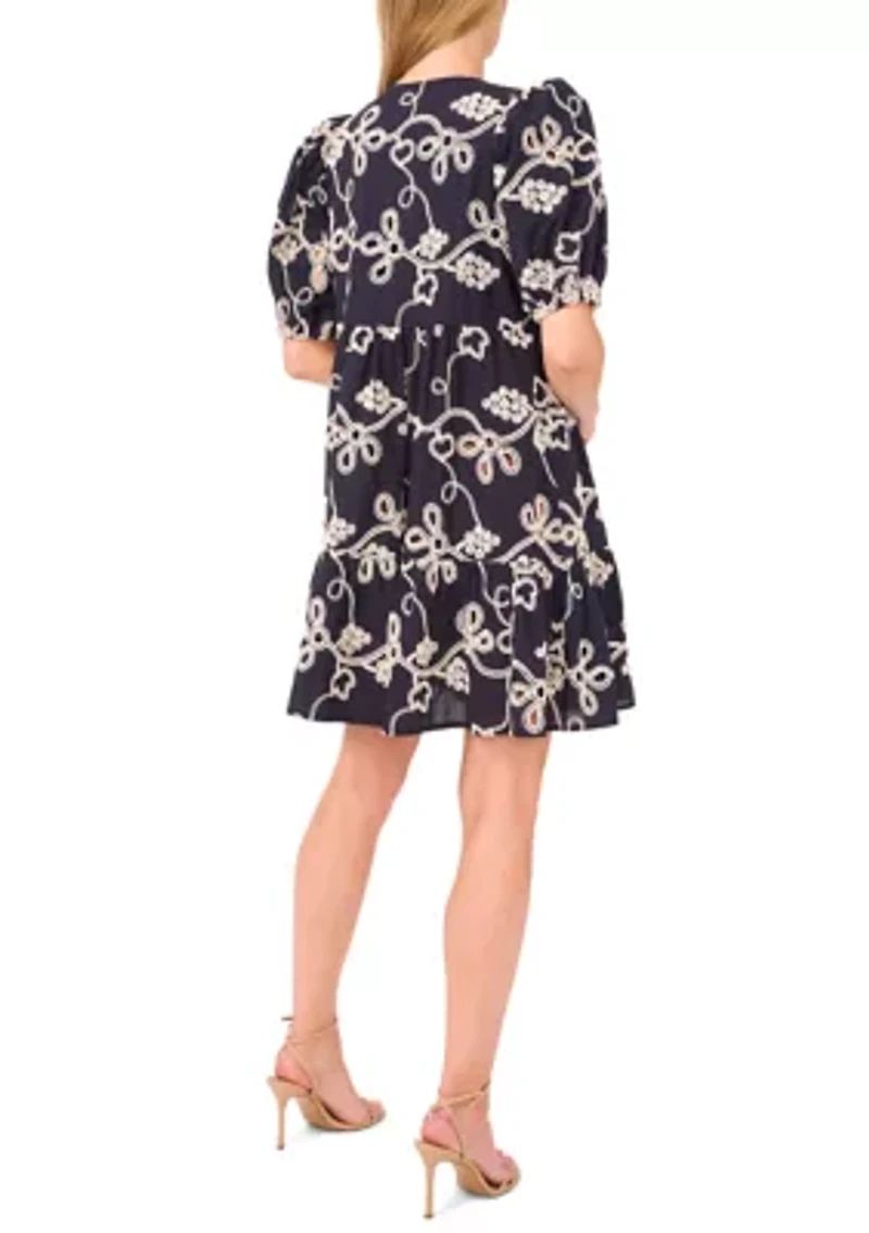 Petite Printed Puff Sleeve Dress