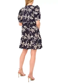 Petite Printed Puff Sleeve Dress