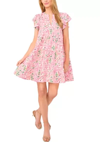 Petite Flutter Sleeve Mini Dress