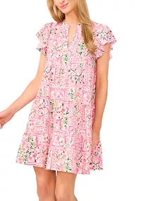 Petite Flutter Sleeve Mini Dress