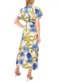 Petite Printed Flutter Sleeve Maxi Dress
