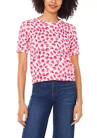 Petite Short Sleeve Print Sweater