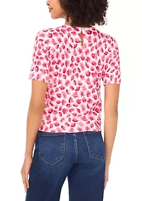 Petite Short Sleeve Print Sweater