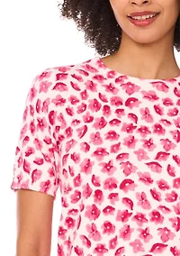 Petite Short Sleeve Print Sweater