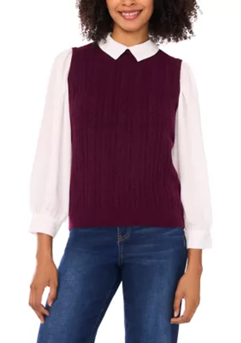 Petite Twofer Cable Vest