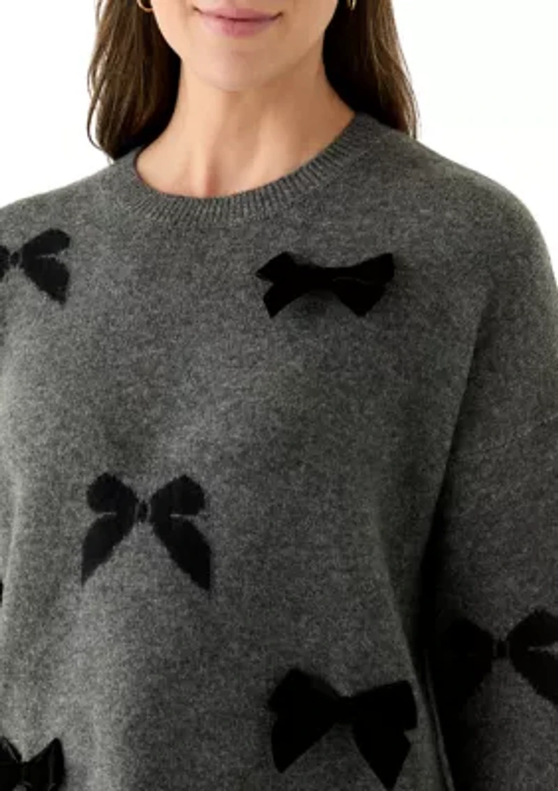 Petite All Over Bow Sweater