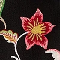 Petite 3/4 Sleeve Rich Black V-Neck Button Blouse