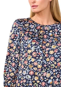 Petite Long Shirred Neck Blouse