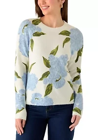 Petite Long Sleeve Hydrangea Sweater