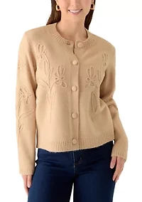 Petite Flower Embroidered Cardigan