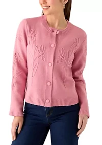 Petite Flower Embroidered Cardigan