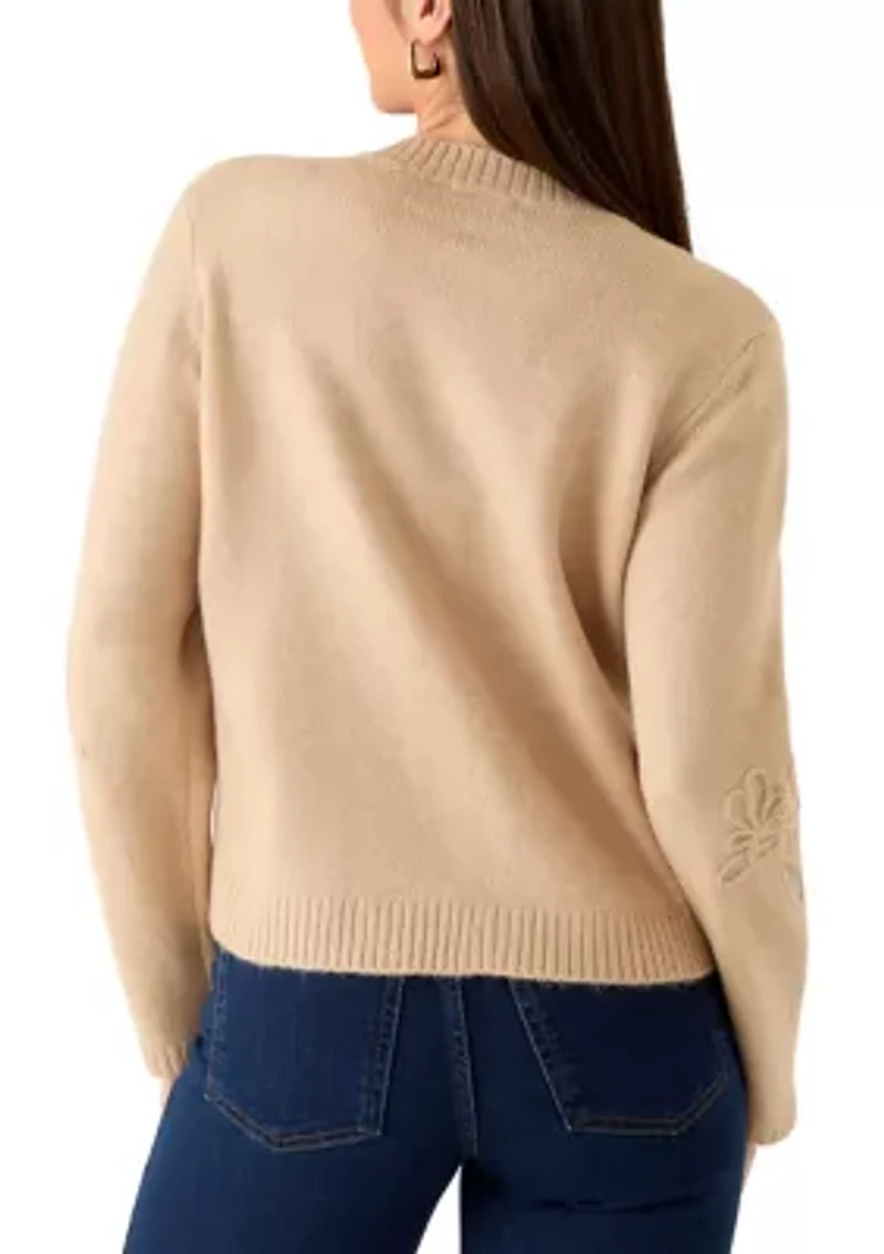 Petite Flower Embroidered Cardigan