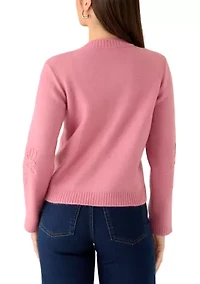 Petite Flower Embroidered Cardigan