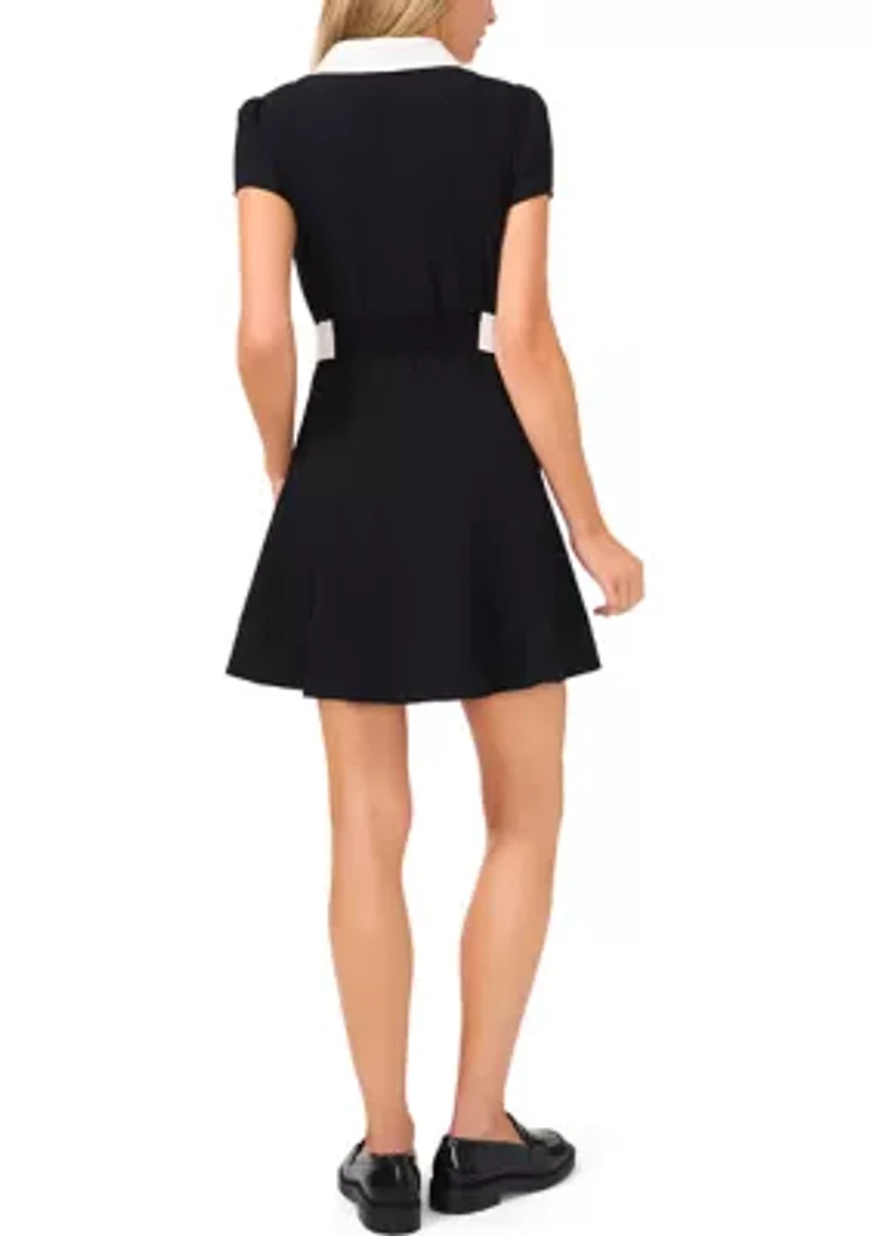 Petite Collared Short Fit and Flare Dress