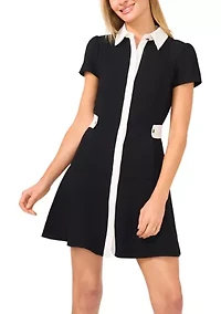 Petite Collared Short Fit and Flare Dress