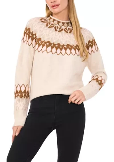 Petite Funnel Neck Fair Isle Sweater