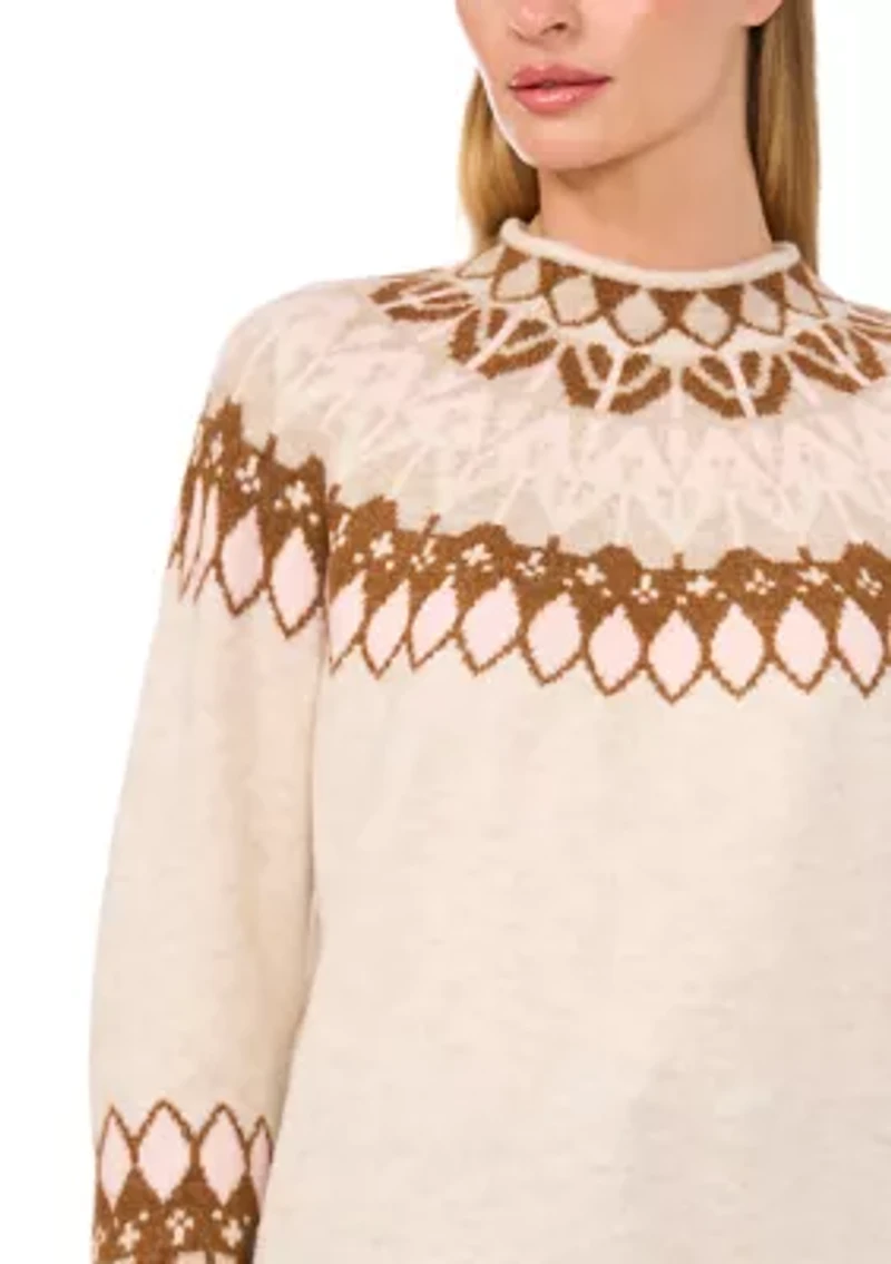 Petite Funnel Neck Fair Isle Sweater