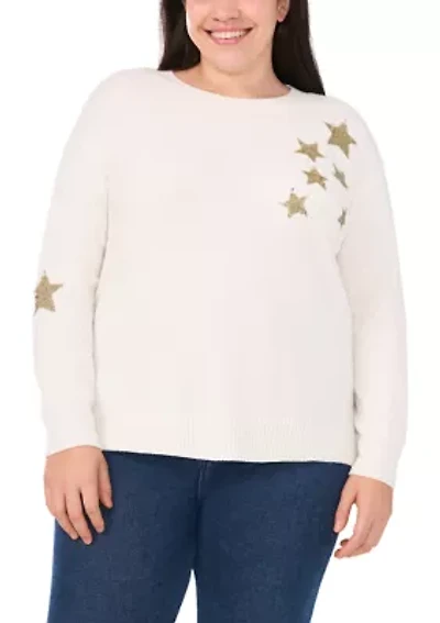 Plus Crew Neck Star Graphic Sweater