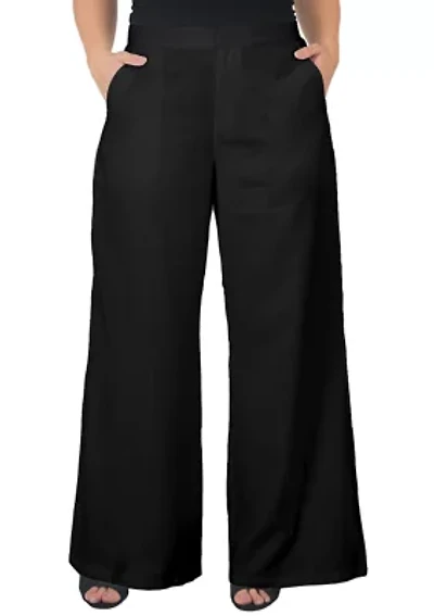 Standards & Practices Women's Plus Off-White High Waist Wide Leg Pants