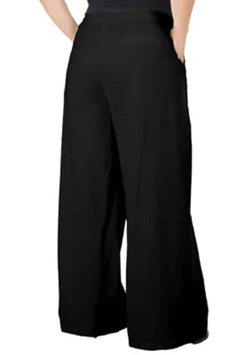 Standards & Practices Women's Plus Off-White High Waist Wide Leg Pants