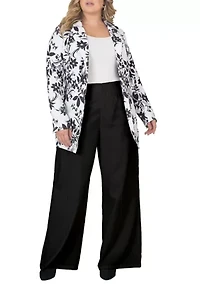 Standards & Practices Women's Plus Off-White High Waist Wide Leg Pants
