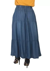 Women's Plus Tencel Denim Maxi Peasant Skirt