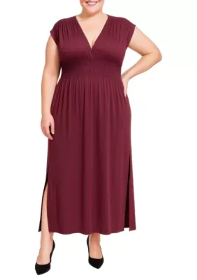V-Neck Side Slit Maxi Dress