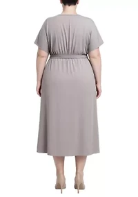 Flowy Tie Front Midi Dress