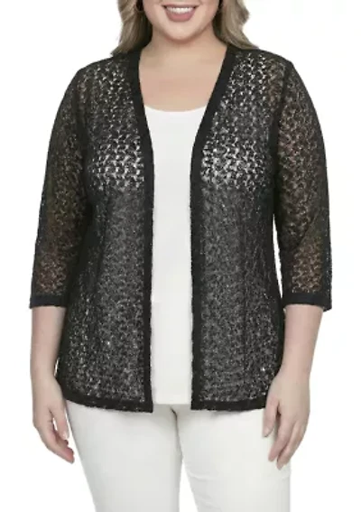 3/4 Sleeve Floral Lace Champagne Cardigan