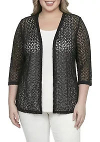 3/4 Sleeve Floral Lace Champagne Cardigan