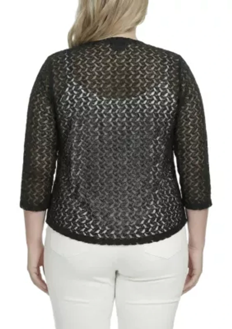3/4 Sleeve Floral Lace Champagne Cardigan