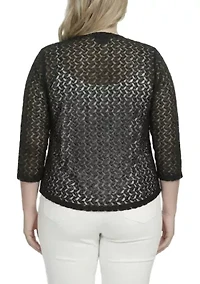3/4 Sleeve Floral Lace Champagne Cardigan