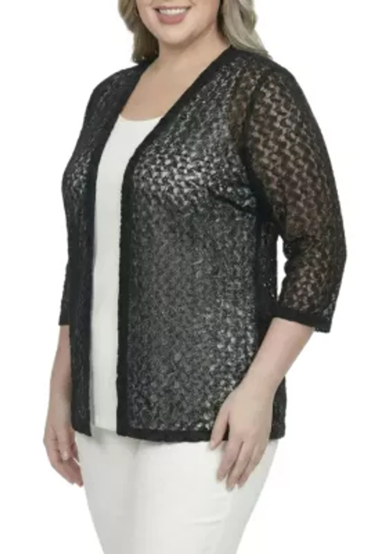 3/4 Sleeve Floral Lace Champagne Cardigan