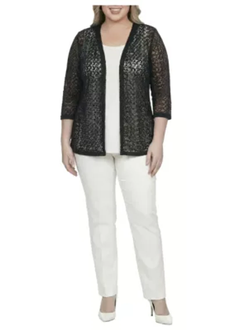 3/4 Sleeve Floral Lace Champagne Cardigan