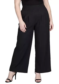 High Smocked Black Waist Wide Leg Palazzo Pants