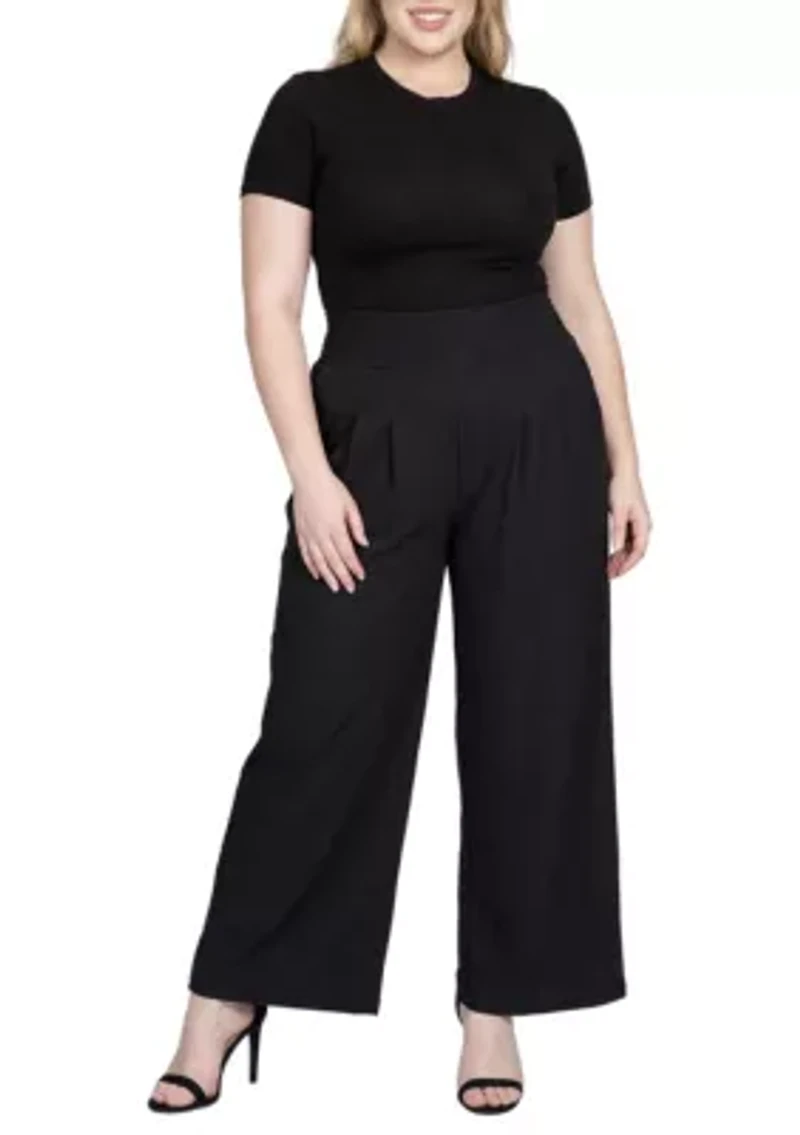 High Smocked Black Waist Wide Leg Palazzo Pants