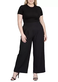 High Smocked Black Waist Wide Leg Palazzo Pants