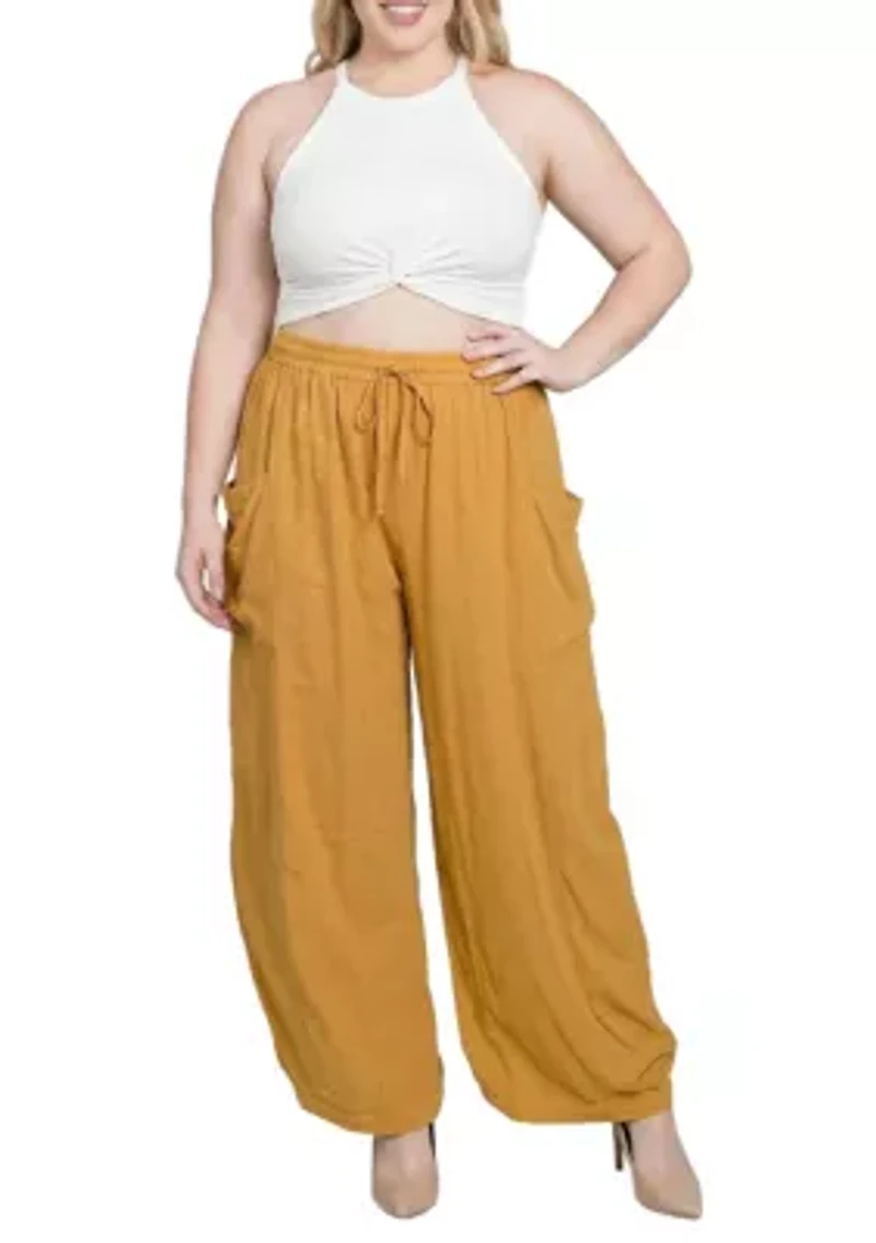 Wide Leg Rose Culotte Pants With Pockets