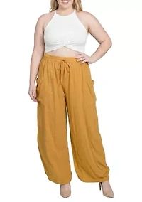 Wide Leg Rose Culotte Pants With Pockets